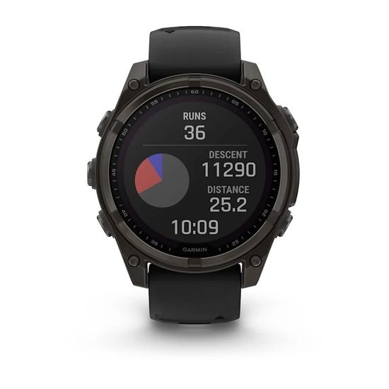 Умные часы Garmin Fenix 8, 47 мм, Solar, Sapphire carbon gray DLC titanium with black/pebble gray silicone