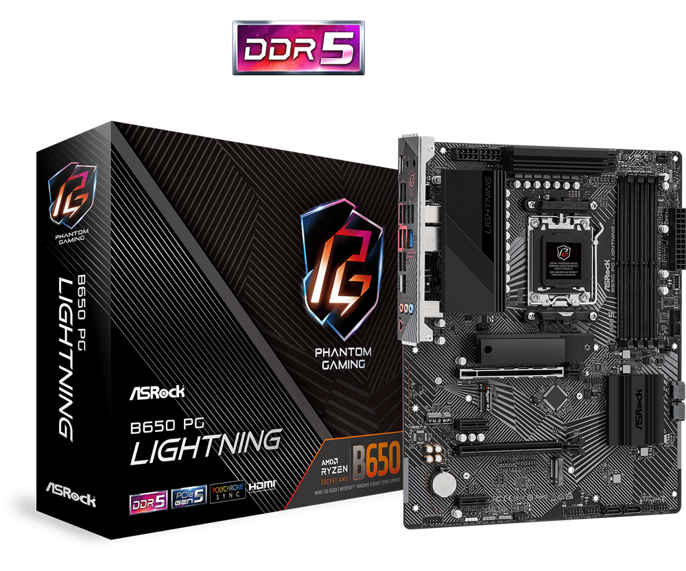 Материнская плата ASRock B650 PG LIGHTNING AM5 4xDDR5 4xSATA3 3xM.2 HDMI ATX