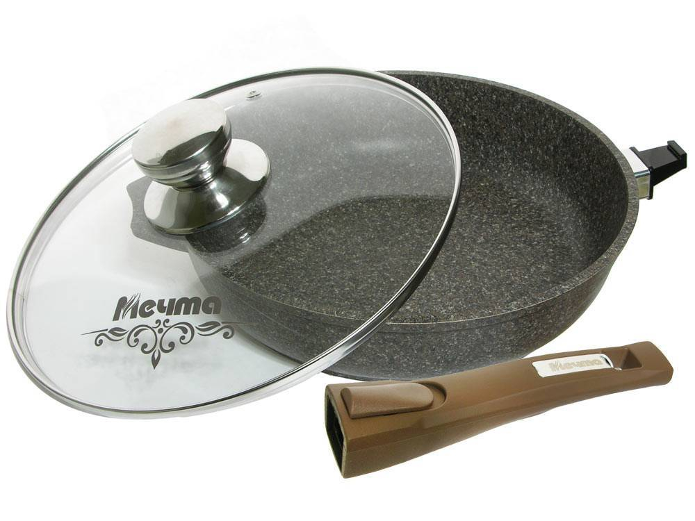 Сковорода 24см Premium mokko со съемной ручкой и стеклянной крышкой