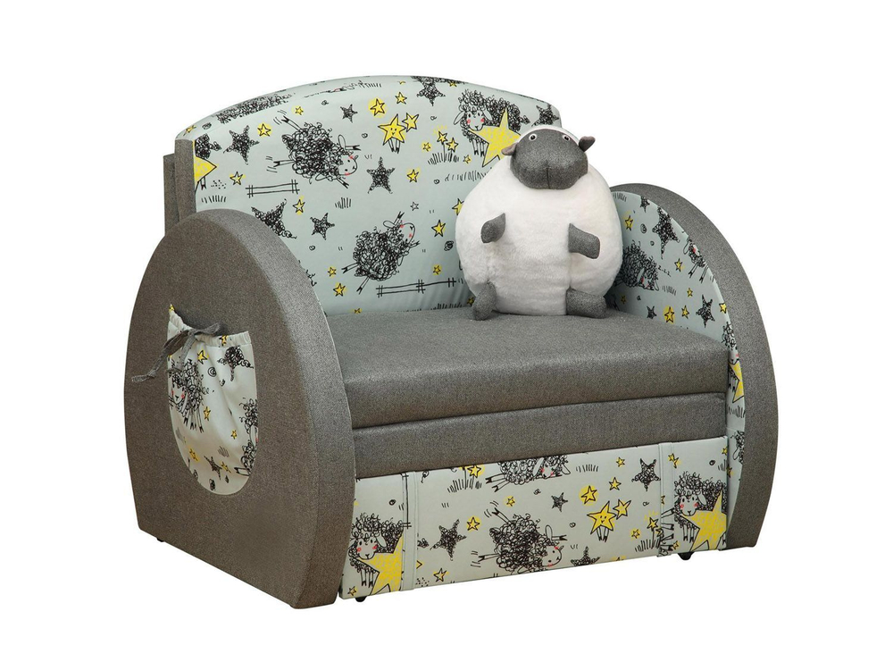 Тахта Мася-8 Барашек жаккард тесла серый/микровелюр барашки