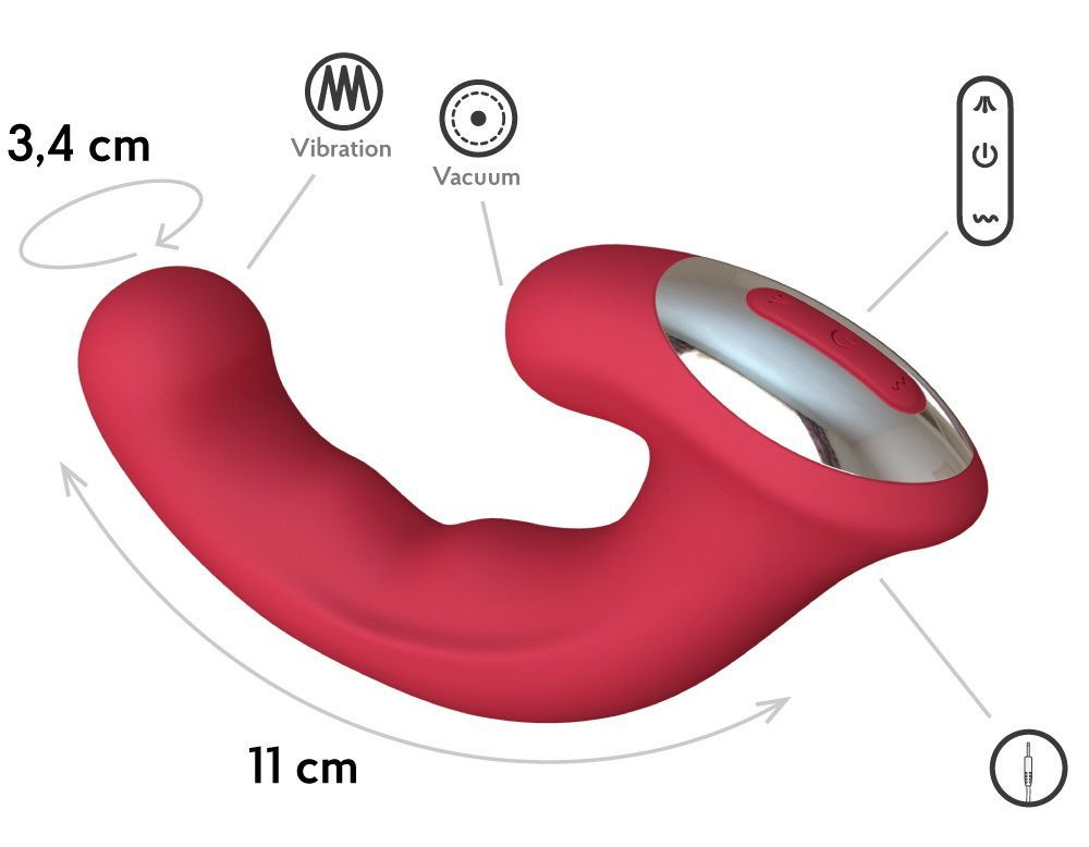 Бордовый вибратор Phoenix с вакуумной стимуляцией клитора - 18 см.