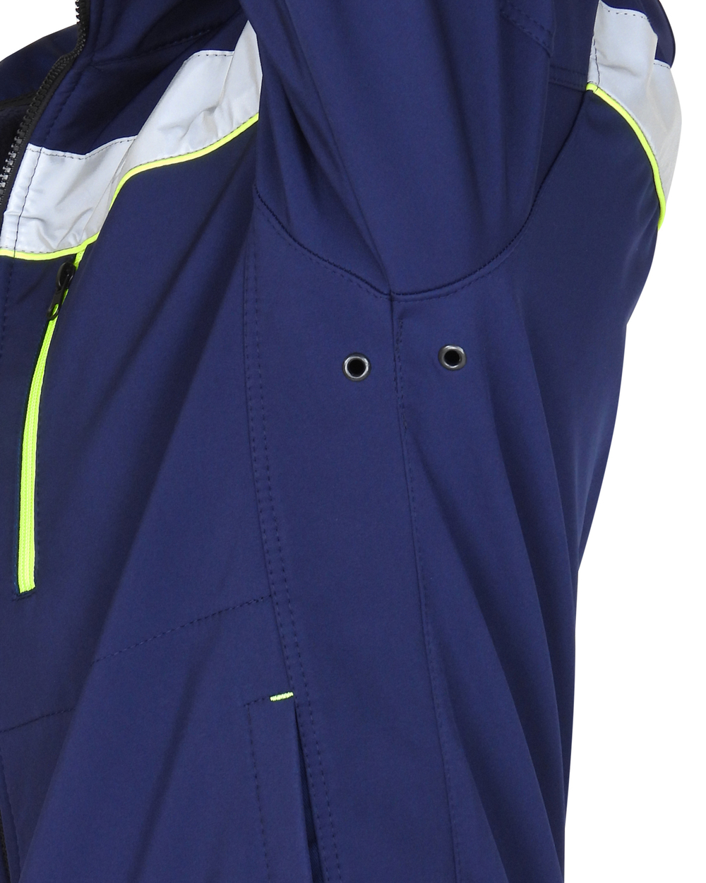 Куртка СИРИУС-АЗОВ синяя с СОП и лимонным кантом, софтшелл, пл 350 г/кв.м