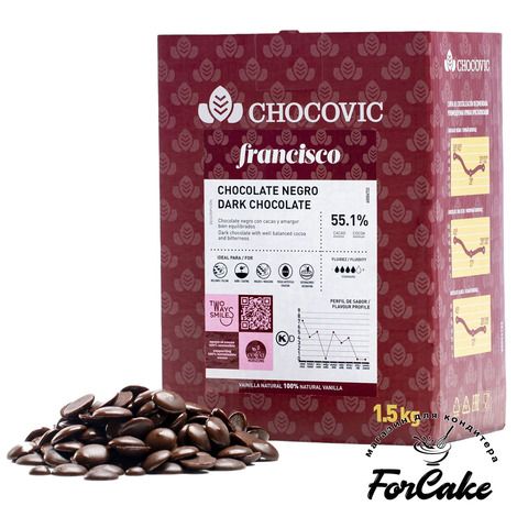 Шоколад темный Chocovic FRANCISCO 55,1%, 1,5 кг