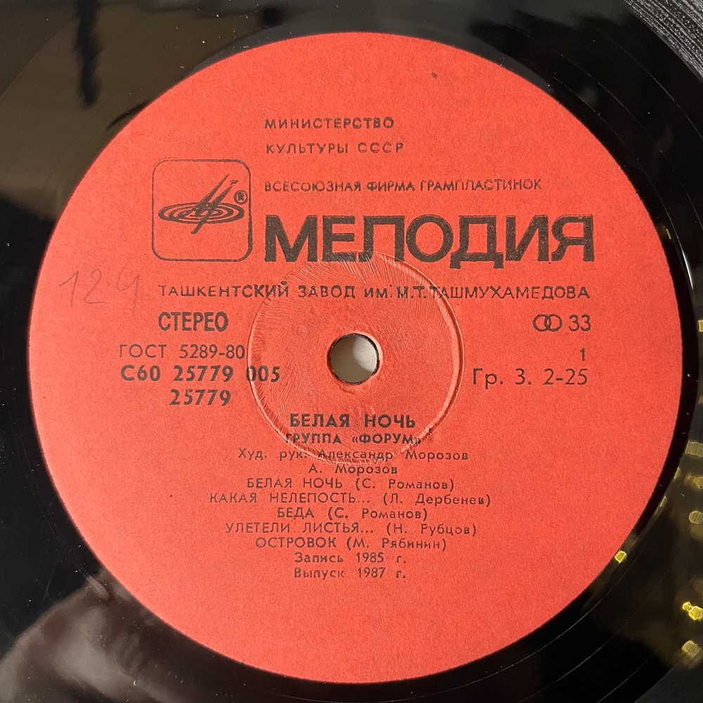 Винтажная виниловая пластинка LP Форум Белая Ночь (СССР 1987) Улетели Листья