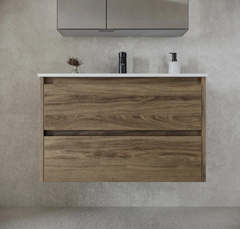 Тумба подвесная SANCOS Libra 990х450х500, c двумя ящиками оснащенными доводчиками, дуб чарльстон, арт. LB100ECH
