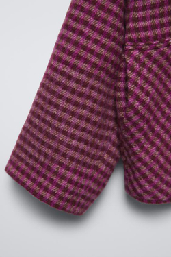 ZARA КУРТКА-ТОГГЛ В КЛЕТКУ, ПУРПУРНЫЙ