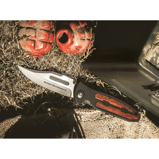 Складной нож Boker 110147 Kalashnikov Duty c клинком из стали 440C, рукоять алюминий / дерево (Клен)