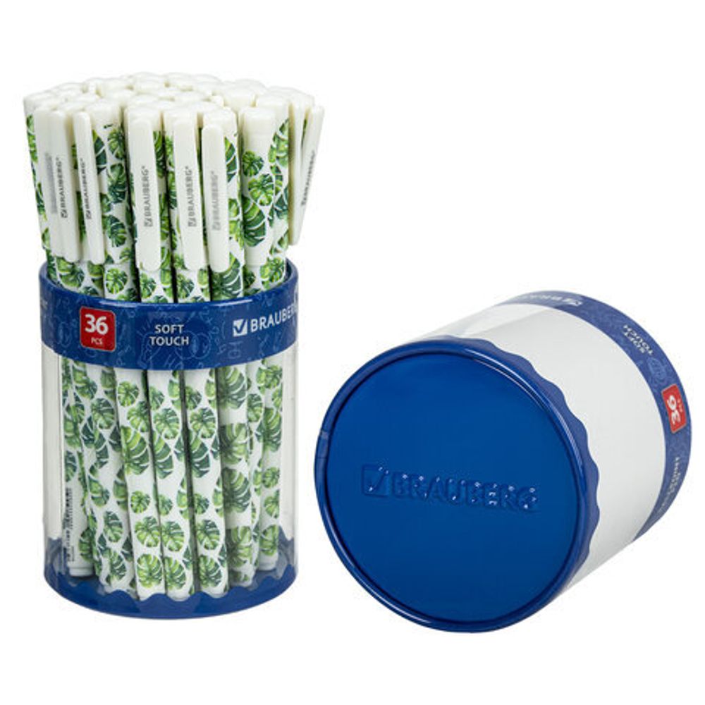 Ручка шариковая BRAUBERG SOFT TOUCH GRIP "TROPIC", СИНЯЯ, мягкое покрытие, узел 0,7 мм, 143719