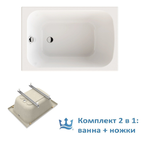 Ванна Акриловая ЛИТЛ 100 в комплекте с ножками и креплениями ВАГ-100