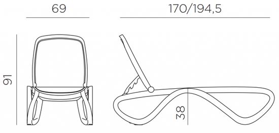 Шезлонг-лежак пластиковый Omega белый/тортора Nardi Италия