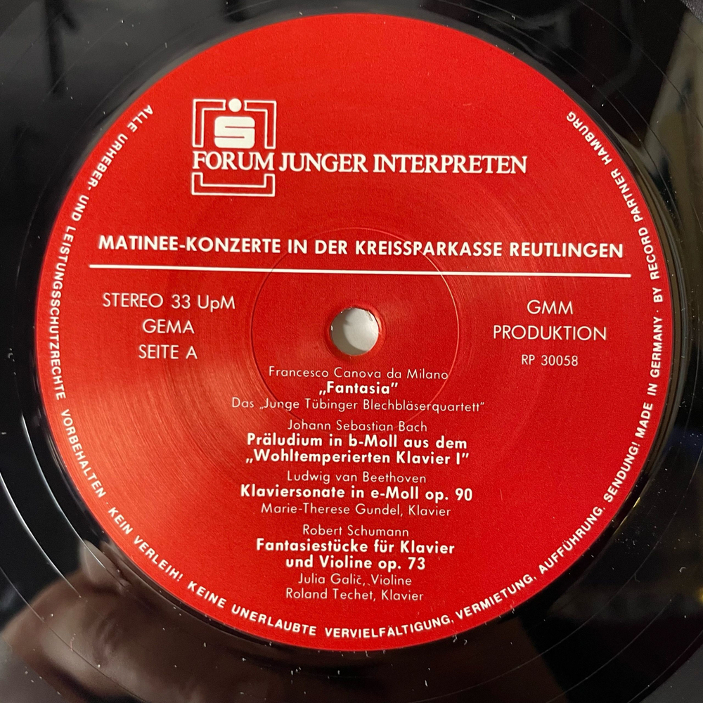 Винтажная виниловая пластинка LP Forum Junger Interpreten Matinee Konzerte 89 (Германия 1989)