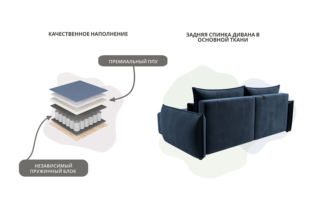 Диван угловой Лига-051 НПБ угол универсальный ВЕЛЮР TOWER 13 синий