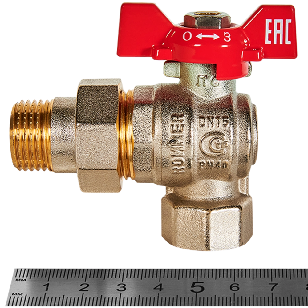 Кран шаровой угловой ROMMER - 1/2" (ВР/НР, ручка-бабочка)