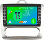 Магнитола для Ford Focus 2 2004-2011 (климат) - Airoc AB-1702A (кнопки и крутилки), Android 13, TS20, 6/128Гб, SIM-слот, CarPlay