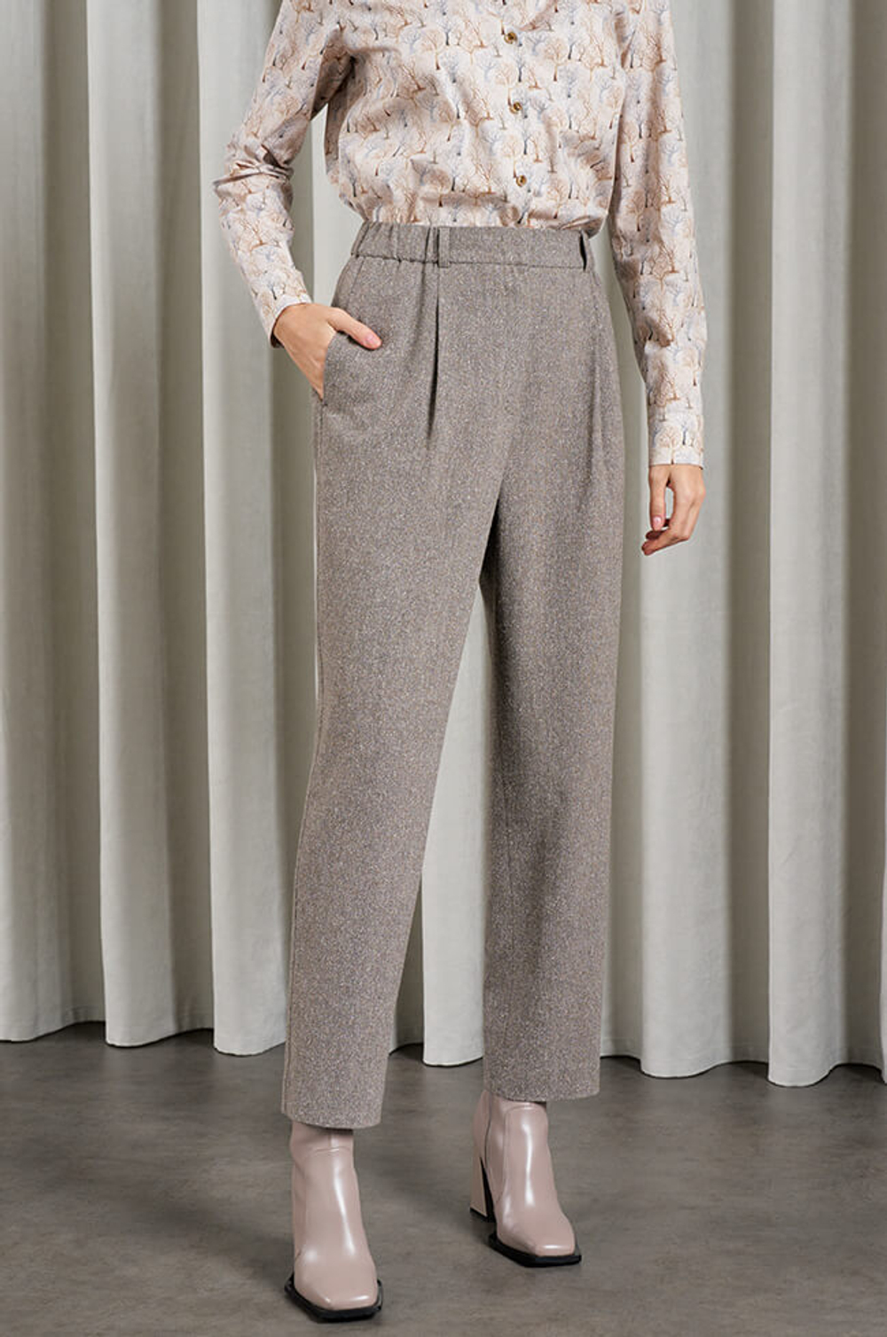 3998 Брюки женские (пепельно-бежевый меланж)