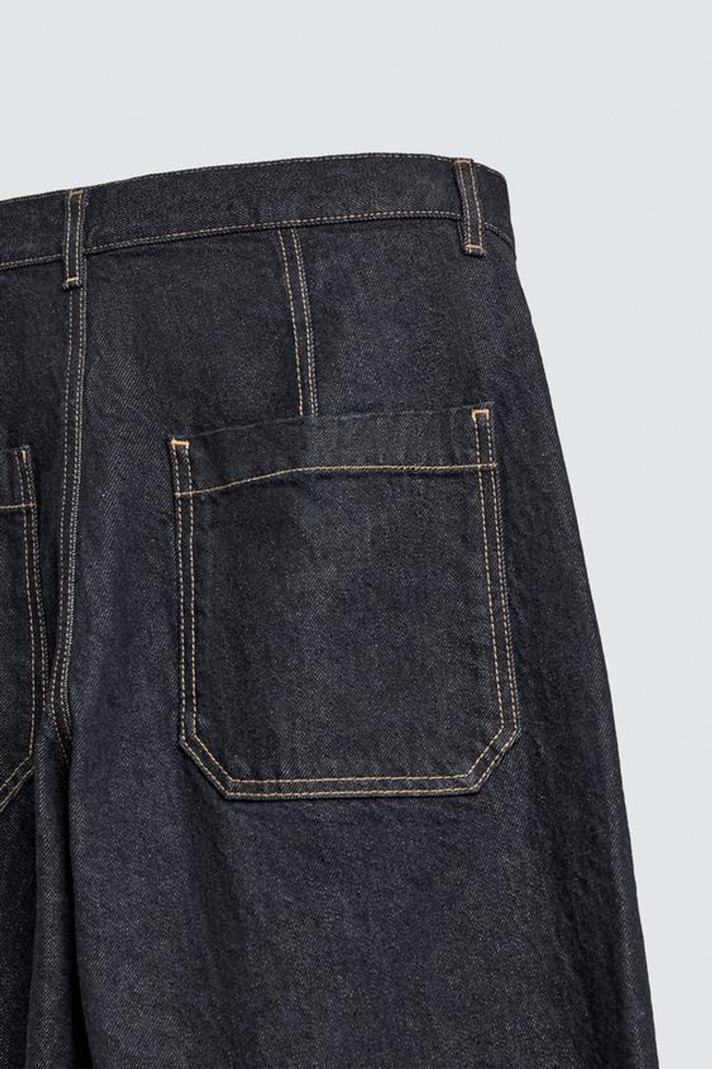 ZARA ДЖИНСЫ BAGGY FIT СО СМЕЩЕННЫМ ШВОМ, СИНИЙ