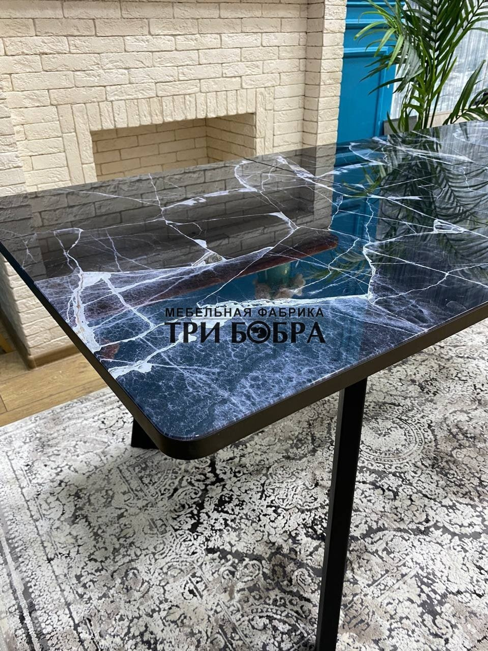 Кухонный раздвижной стол "Гранд", чёрный мрамор