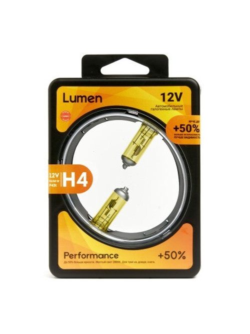 Лампа H4 12V 60/55W P43t набор +50% Yellow (Lumen)