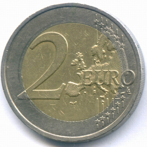 2 евро 2008 год. Люксембург. Регулярный выпуск. Тип 2. Биметалл VF-XF