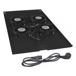 Вентилятор Cabeus TRAY-100-BK Модуль вентиляторный с 4-я вентиляторами для установки в напольные шкафы серии SH-05C , ND-05C глубиной 1000мм, цвет черный (RAL 9004)