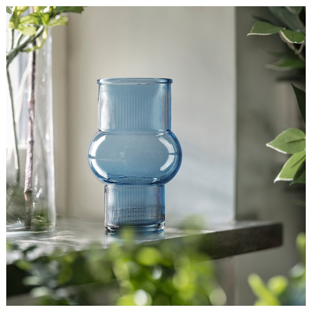 IKEA MYRMOSAIK  (ИКЕА МЙРМОСАИК)  -  Ваза, голубая, 17 см