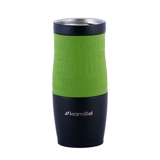 Термокружка 380 мл. из нержавеющей стали Kamille KM 2069A с TPR-вставкой