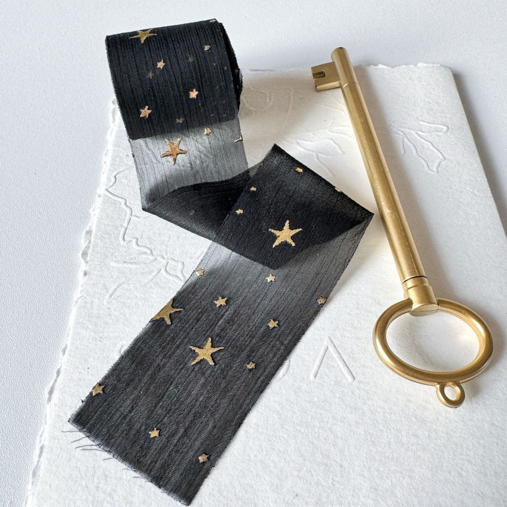 Лента Шифон Звезды (4см*5м) Черный