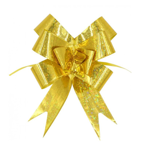 Бант-бабочка Блестки 1,8 Х 35 см (Золотой)