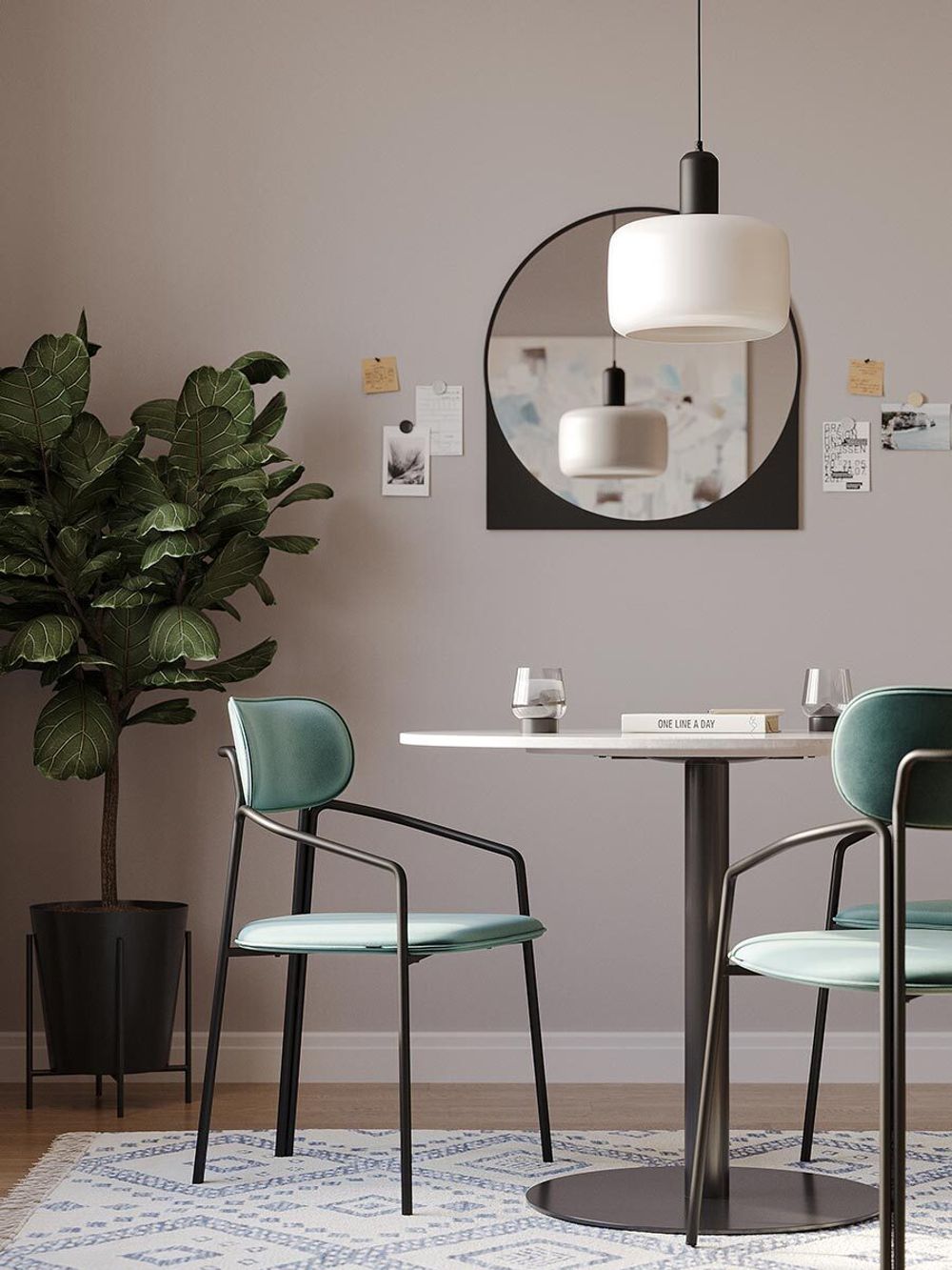 Стул Ror, Round, велюр, черный/зеленый