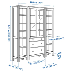 Шкаф со стеклянными дверцами - IKEA HEMNES/ ХЕМНЭС  ИКЕА,188x197х37 см, белый,