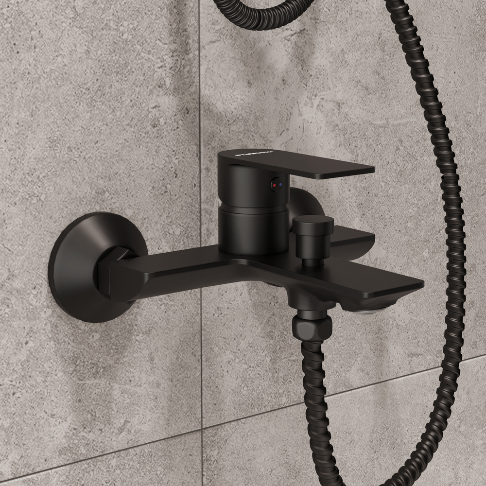 Смеситель для ванны с душем STWORKI Гриндстед S29100BK матовый черный