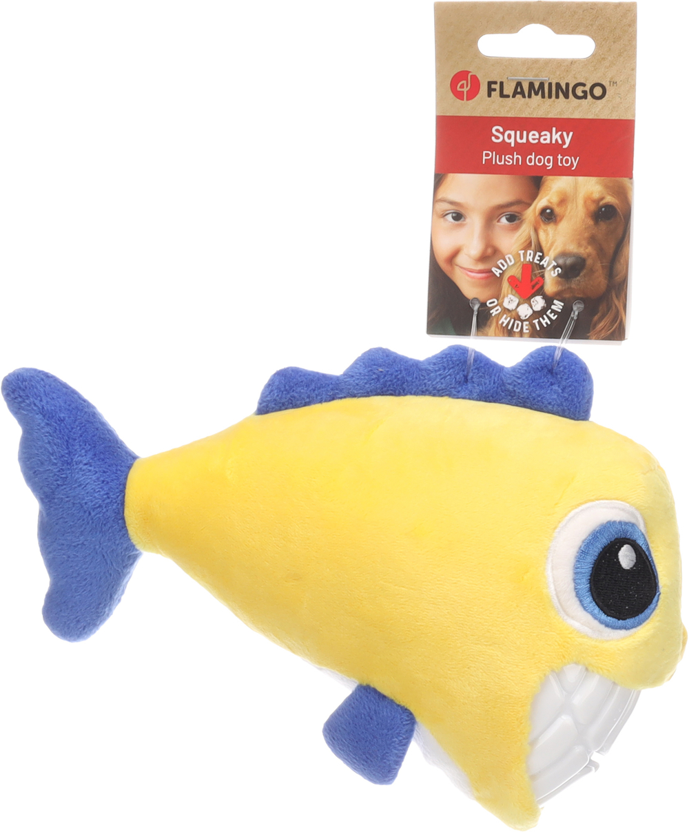 Игрушка для собак Рыба, для лакомств, 11 х 22 х 13 см, плюш/TPR, Flamingo