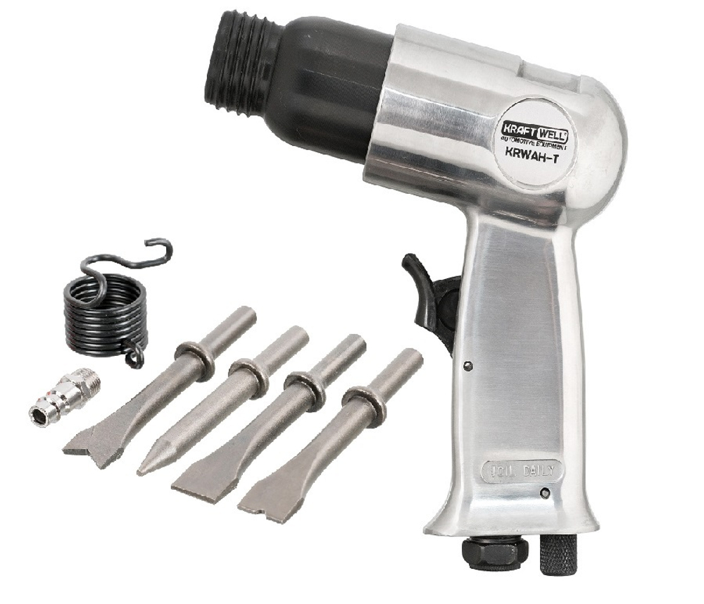 KraftWell KRWAH-T Пневмозубило 150мм с комплектом насадок