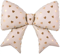 Купить фигурный шар с гелием в виде бантика кремового цвета для девочки в подарок