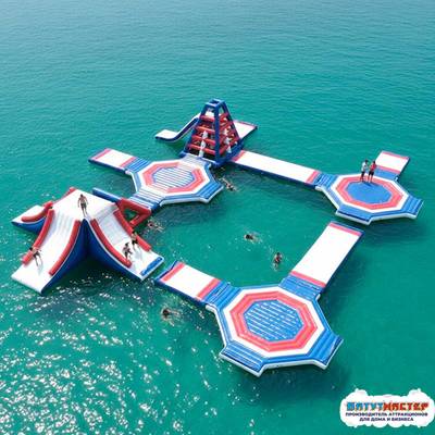 Коммерческий надувной аквапарк на воде «Гидро модуль» 24×21×5 м