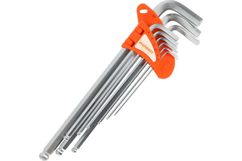 Набор ключей PATRIOT SKH-9EL, шестигранные с шаром, экстра длинные, 1,5-10мм, CRV, 9 шт 350002006