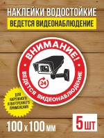 Наклейка Ведется видеонаблюдение 100х100 мм 5 шт