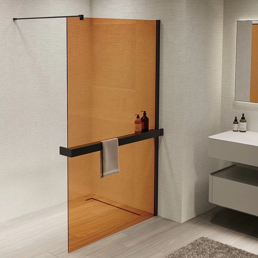 Душевое ограждение Vincea Walk-In VSW-1HR900GSB 90 черный/стекло янтарь