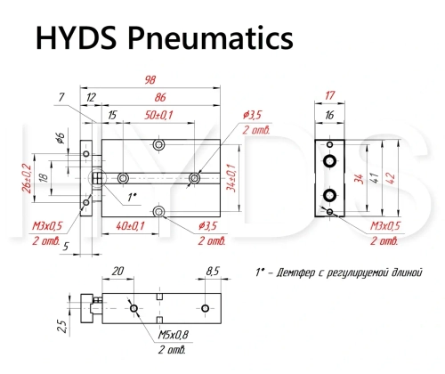 TN 10x40-S Пневмоцилиндр двухпоршневой