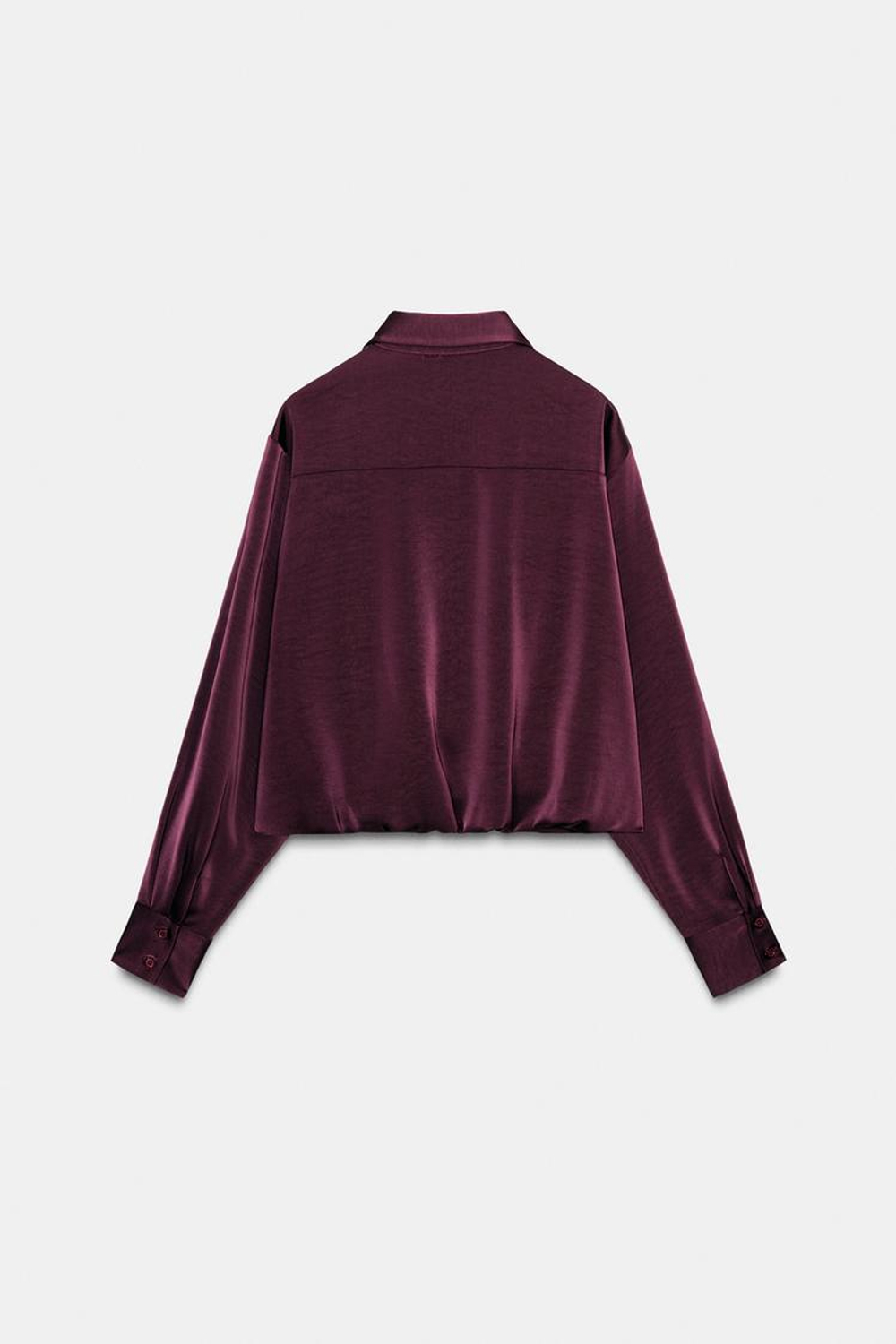 ZARA АТЛАСНАЯ РУБАШКА ОБЪЕМНОГО КРОЯ, БУРГУНДИ