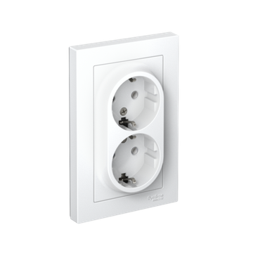 Розетка 2-м СП AtlasDesign 16А IP20 с заземл. в сборе бел. SE ATN000124