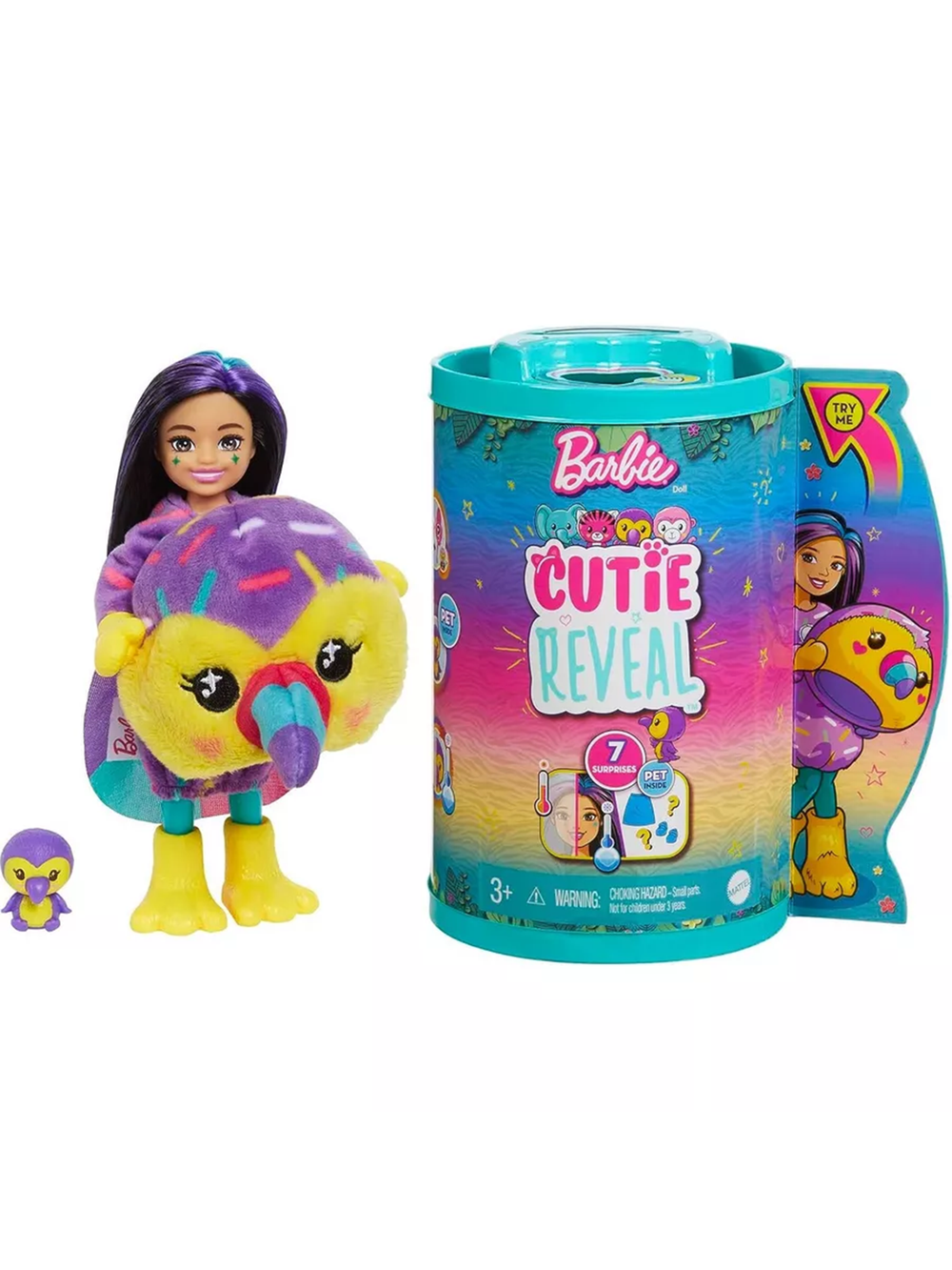 Барби Cutie Reveal Тукан HKR16, кукла-сюрприз в костюме птицы
