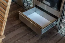 Тумба универсальная угловая правая с выдвижными полками, нержавеющая сталь, 90x122x61 см, Ontario, KuhniGrill