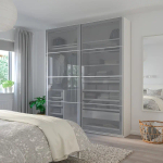Раздвижные двери - IKEA BJÖRNÖYA/BJORNOYA/БЬЁРНЁЯ ИКЕА, 236х150 см, серый глянцевый