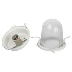 Светильник ЭРА НСП 02-100-001 без решетки Желудь сталь / стекло IP54 E27 max 100Вт 262х172 белый | Светильники НСП (Желуди)