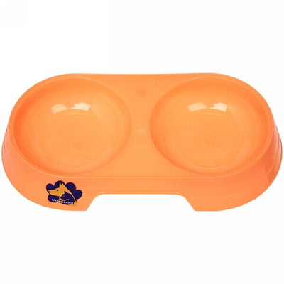 Миска пластиковая двойная «Мр. Марли», цвет кораловый, 23*12*4см
