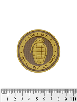 Шеврон Don't Run. Граната PVC 6 см. Койот