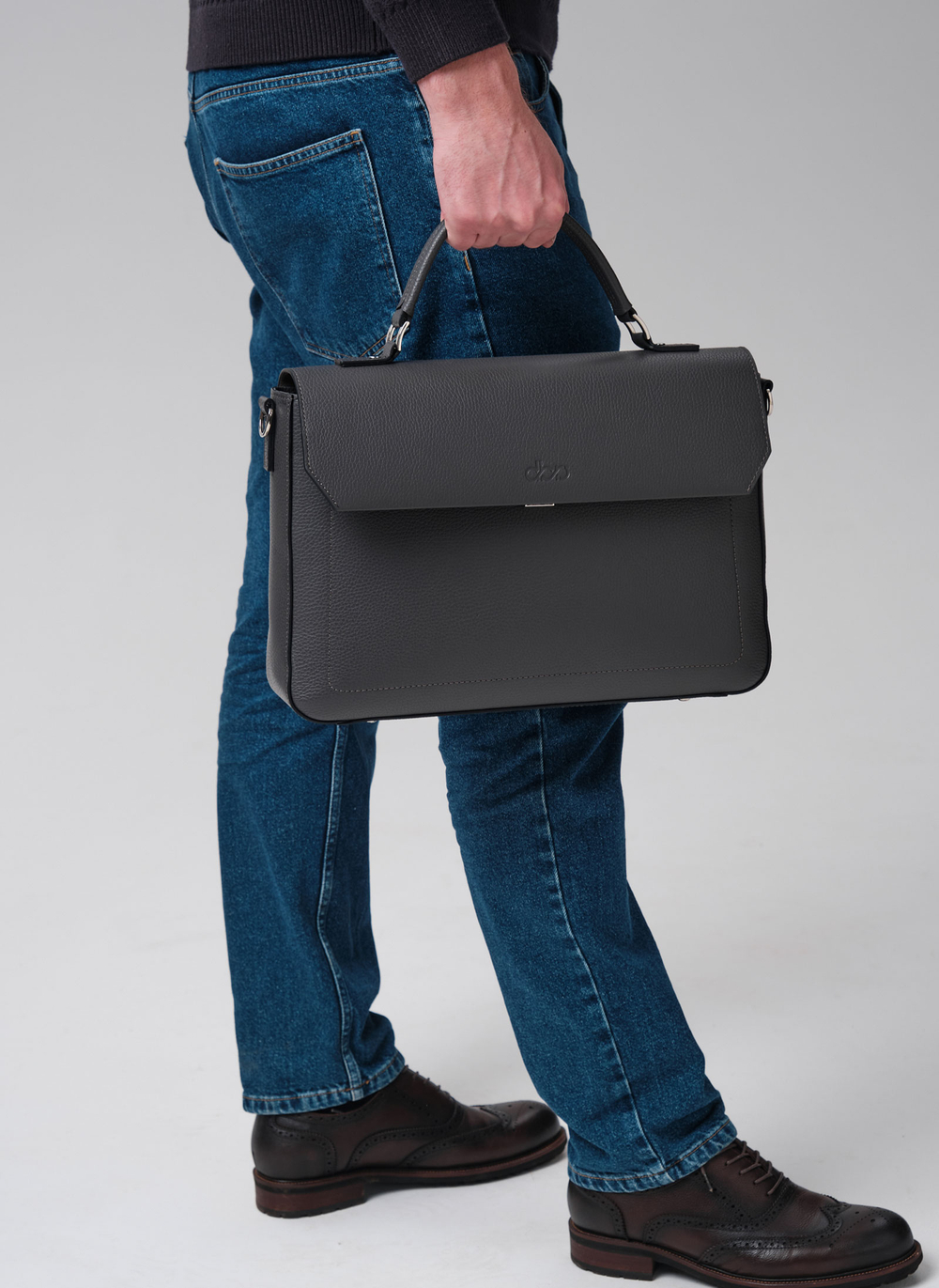 Мужская кожаная сумка Levi DBR 7115 темный лес