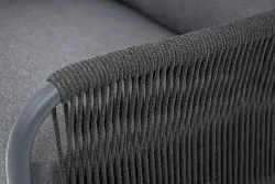"Ането" кресло плетеное из роупа, каркас алюминий темно-серый (RAL7024) муар, роуп темно-серый круглый, ткань темно-серая 027