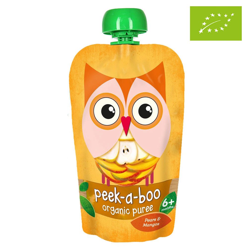 Детское органическое пюре Peek-a-boo из груш и манго, 113 г